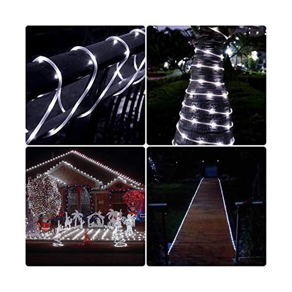 Lighting ever 33 ft 100 led outdoor rope lights cool white 6000k, 1/4 in pencil-size, flexible waterproof tube string lights for deck railing, patio ground, garden yard lawn, fence, balcony - image 5