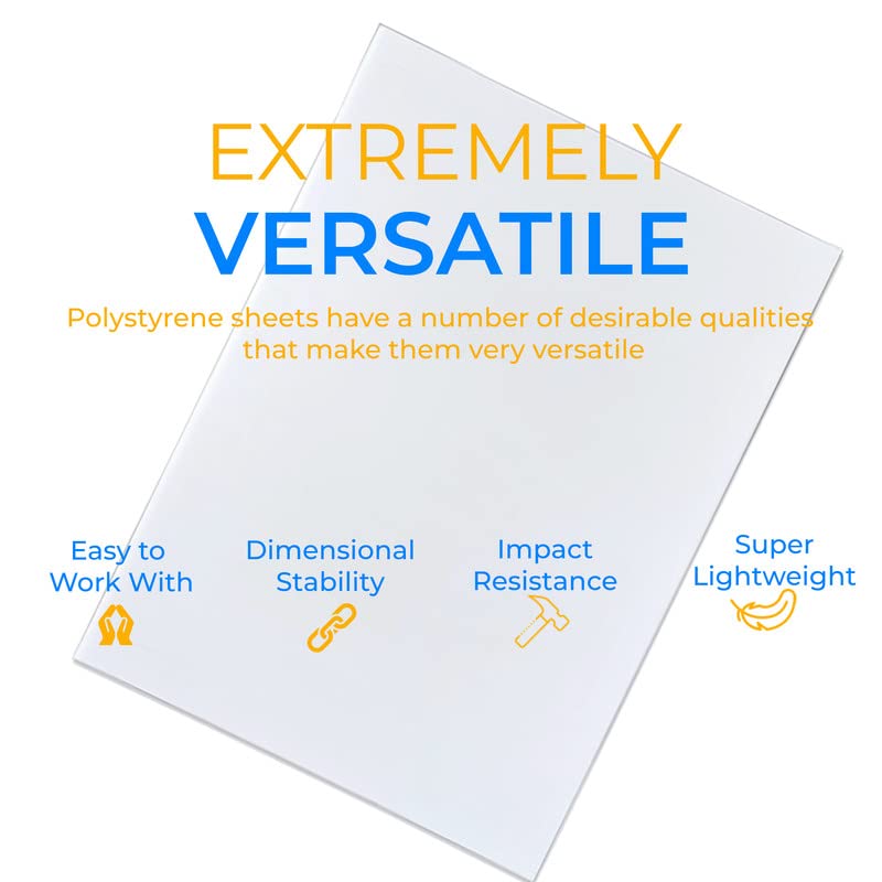 KASTLITE White Polystyrene Flexible Plastic Board Sheet | 8.5" X 11" Dimensions | .040" Thick Styrene Sheet | Ideal for Modeling Projects, Displays, Crafts | Durable Plastic Sheet | 8 Pack