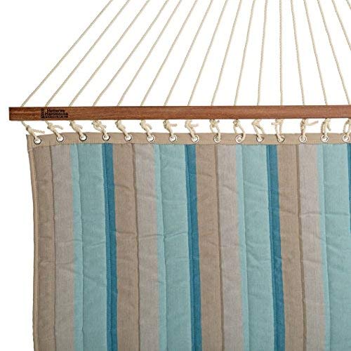 Hatteras Hammocks Large Gateway Mist Sunbrella Quilted Hammock with Free Extension Chains & Tree Hooks, Handcrafted in The USA, Accommodates 2 People, 450 LB Weight Capacity, 13 ft. x 55 in.