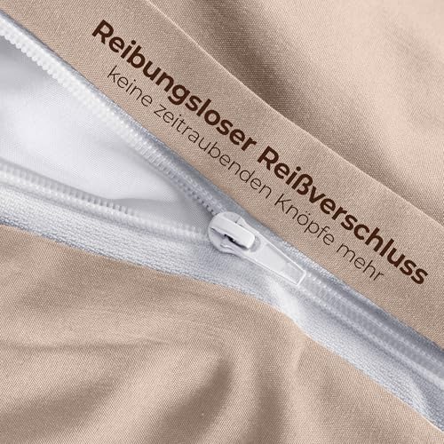 Utopia Bedding Bettwäsche 155x220 - Mikrofaser Bettbezug 155x220 cm + 2 Kissenbezüge 80x80 cm - Beige 3
