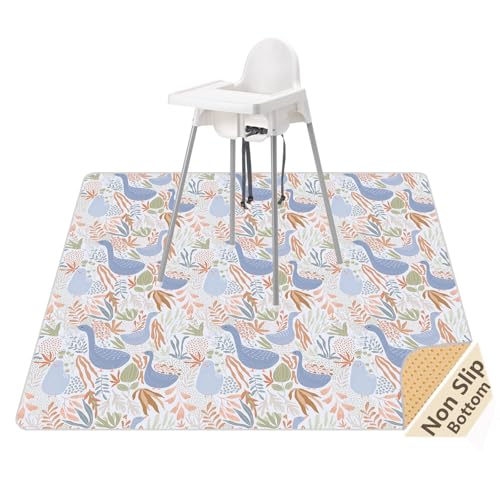 Image of Splat Mat for Under High Chair, Waterproof Washable High Chair Floor Mat | 51 inchx51 inch Reusable Splash Mat, Non-slip Backing, Wipeable Floor Protector and Food Mat for Baby Meals, BLW, Crafts, Play