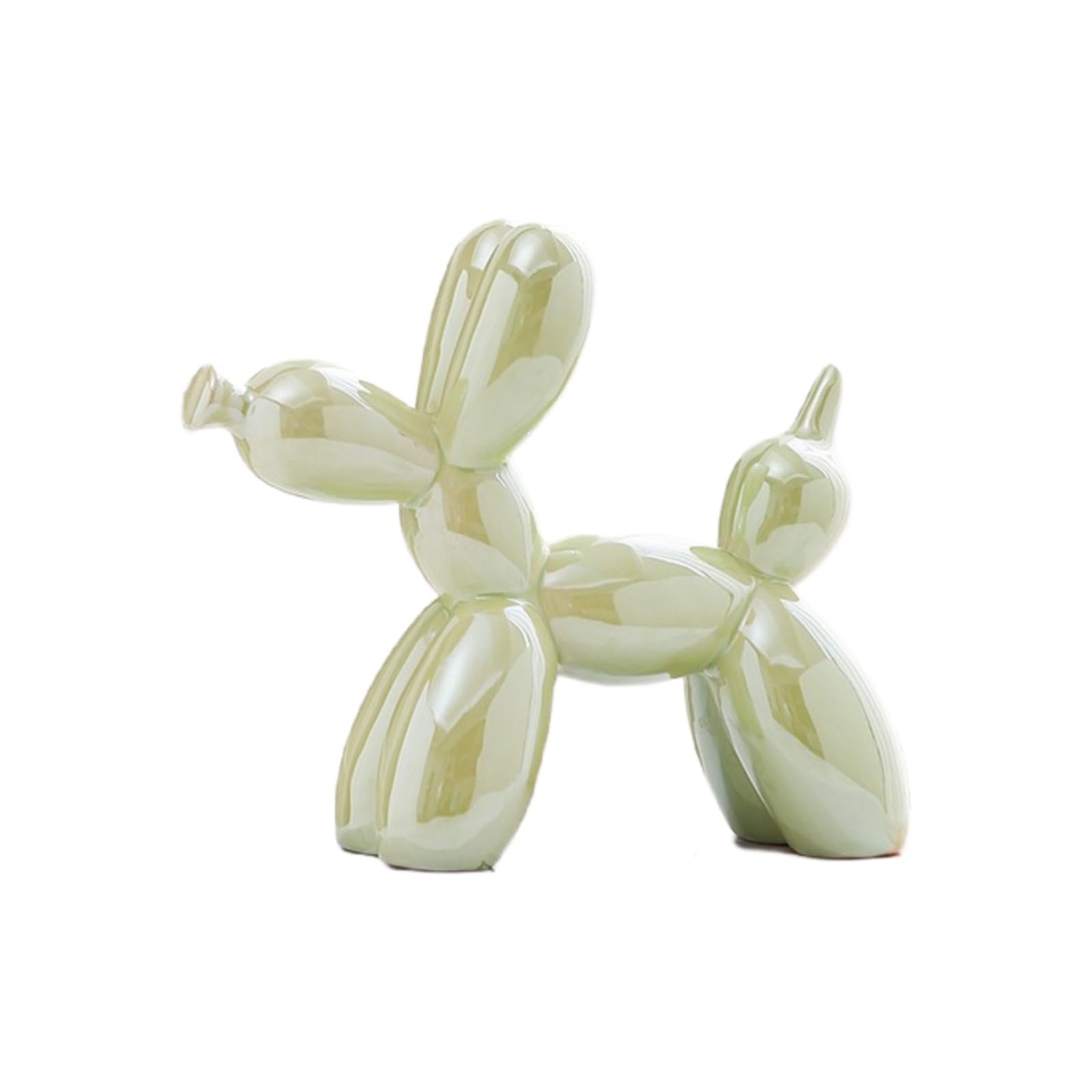 YOYUMI Electroplated Balloon Dog Sculpture Ornaments,specular gloss Ceramic Statue for Living Room Bedroom and Office Decor-Green 10.5 * 10.5 * 4CM