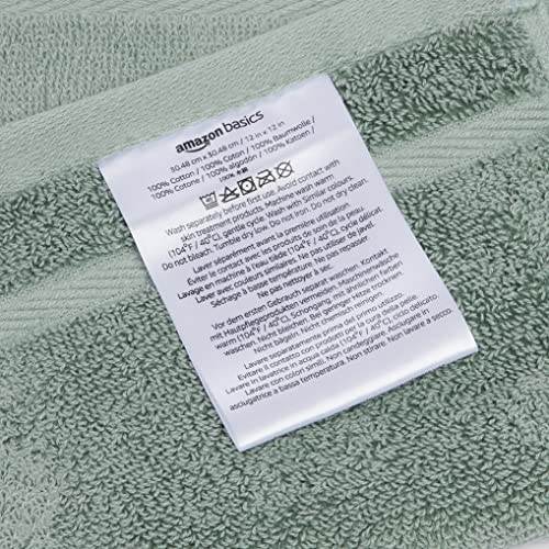 Amazon Basics Cotton Washcloths, Made With 30% Recycled Cotton Content - 12-Pack, Green #TOP26