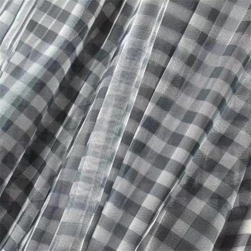 Women Loose Plaid Long Skirt High Waist A-Line Casual Everyday Outfit Versatile Flowy Chic Lady Skirt Blue2