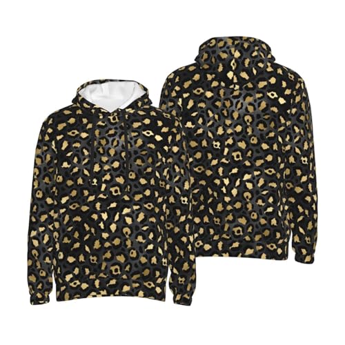 Hoodies For Men - Gold Black Leopard Print Long Sleeve Casual Men'S Hoodies & Sweatshirts Pullover With Pocket4
