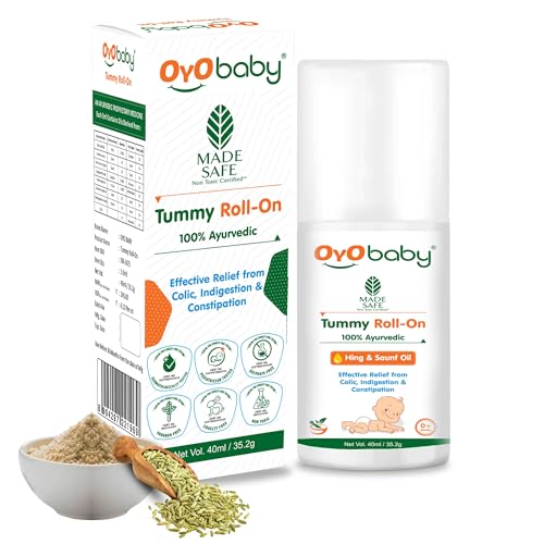 OYO BABY Tummy Roll-On for Babies | Colic Relief, Constipation & Indigestion | Hing & Saunf Formula |100% Ayurvedic - 40ml - Pack of 1