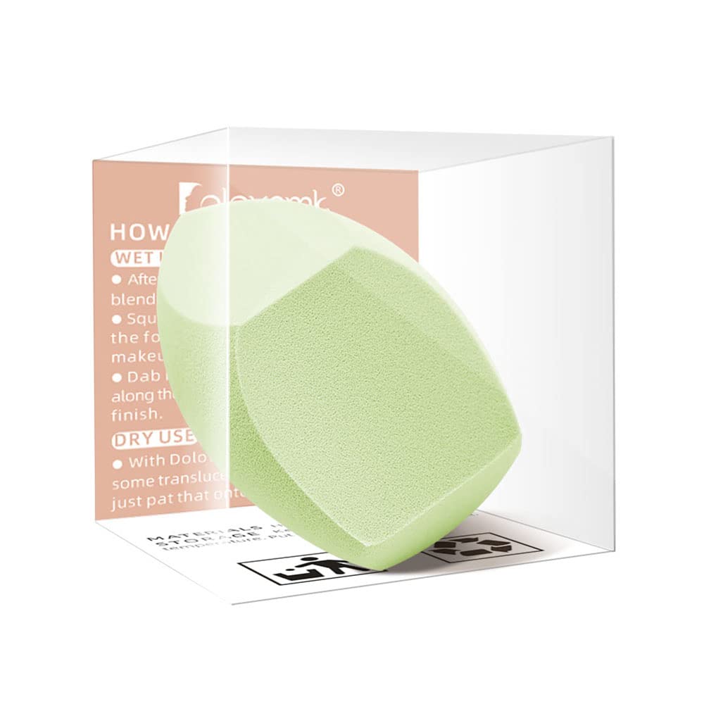 Dolovemk® Esponja de maquillaje extra grande para maquillaje y base de maquillaje, altura: 8,5 cm (seco)/10 cm (húmedo) (verde)