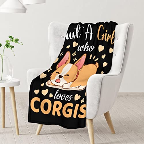 Corgi Blanket Gifts - 60"x80" Cute Throw for Adults, Kids - Black Soft Fuzzy Blankets for Bed, Couch & Living Room