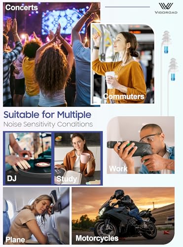 Image of Concert Ear Plugs, 2 Pairs Adults Soft Silicone Reusable High Fidelity Musician Earplugs 26dB, with Silicone Connector Cord, Ear Protection Earplugs for Rave, Festival, Music,Tinnitus Relief