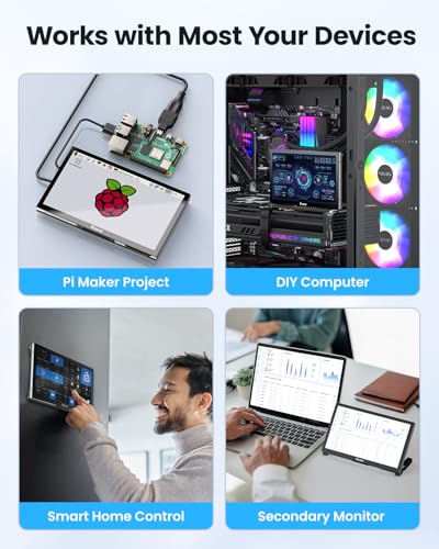 Image of Eyoyo Raspbery Pi Screen 7-inch: 1024x600 LCD Capacitive Touchscreen Monitor with Stand, Mini Portable HDMI Monitors IPS Touch Display for Raspbery Pi 5 /4 /3 /2 /Zero, Windows /Linux /Android
