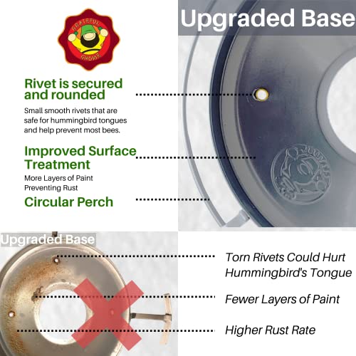 Grateful Gnome Hummingbird Feeder For Outdoor Hanging Hand Blown Glass - Red Speckled Mushroom - 26 Fl. Oz - S-Hook Included #TOP4