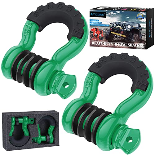 TICONN 2 Pack D Ring Shackle with 7/8″ Screw Pin – 57,000Ibs Break Strength