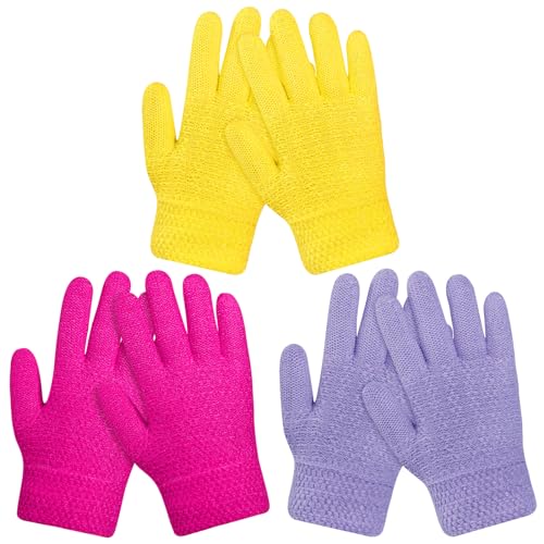 Image of ONESING Kids Knit Gloves - Stretchy Gloves for Boys Girls Winter, Solid Finger Gloves for Children