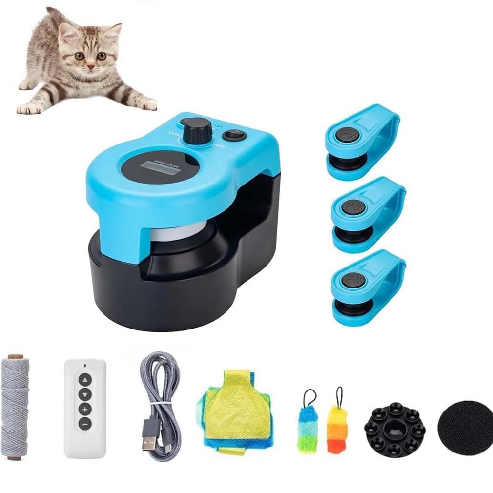 Cat Running Wheel Interactive Cat Toy, Cat Feather Toy Treadmill for Indoor Cats, Cat Wheel Exerciser Cat Running Treadmill for Indoor, Auto/Remote Adjustable Speed Simulated Cat Mouse Hunting Toy