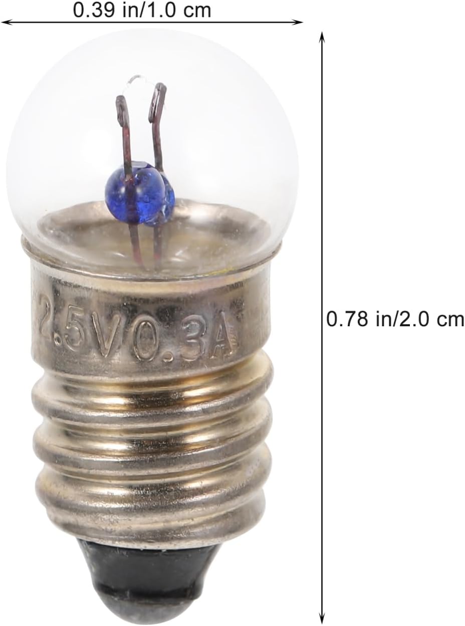 Gatuida Light Bulbs, 10PCS E10 Mini Light Bulbs 2.5V 0.3A Physical Electrical Experiment Screw Base Indicator Lights Incandescent Bulb Old-Fashioned Flashlight Lamp