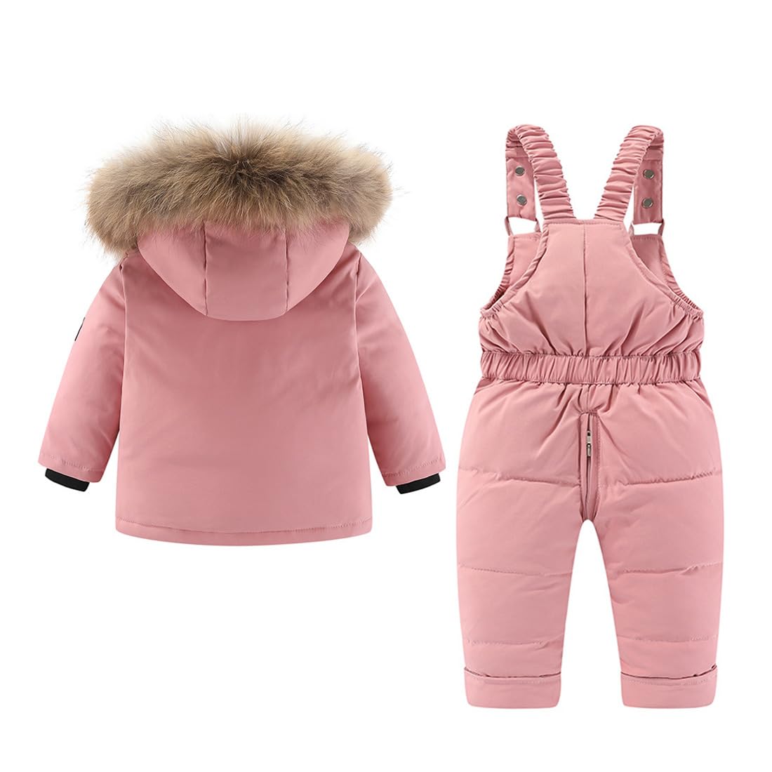 Baby Schneeanzug 2 Teiler Skianzug Mit Kapuze Winddicht Daunenjacke Mantel mit Schnee Lätzchen Hose Skihose Kapuzenjacke Schneehose Schneekleidung Winteranzug für Jungen Mädchen 24 Monate-5 Jahre
