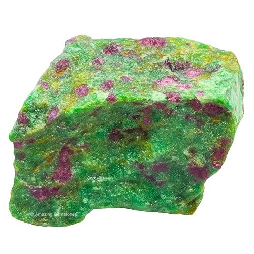 Image of Amazing Gemstone 2 Pieces Ruby Fuchsite Raw Crystals and Healing Stones, Natural Rocks for Tumbling and DIY Raw Stones and Crystals