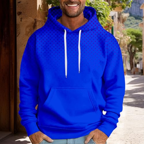 Fashion Long Sleeve Hooded Sweatshirt For Men Oversized Drawstring Traveling Hoodie Dot Pattern Print Wander Pullover2