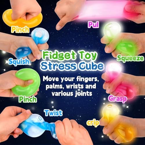 Squeeze Stress Ball, 4 Pack Fidget Toy for Kids and Adults, Ice Cube ...