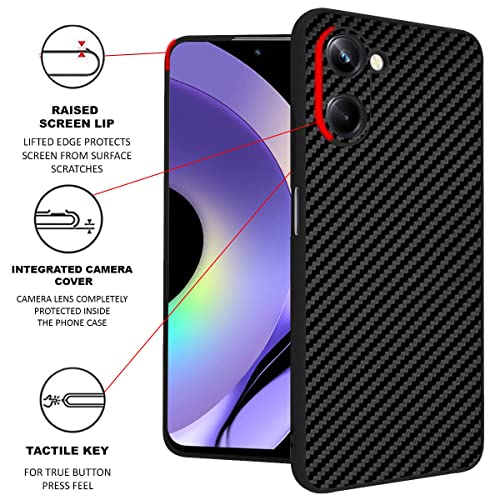 Image of RIGGEAR Sleek Realme 10 Pro 5G Back Cover Case (PC+TPU|Black CF)