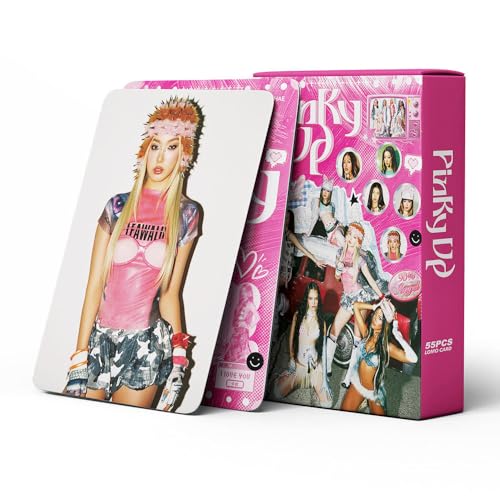sunlelekz Katseye Pinky Up Lomo Card Set - 55PCS HD Kpop Photocards Collectible Merchandise for KATSEYE Fans Pinky Up Solo & Group Photo Cards