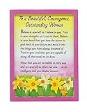 Blue Mountain Arts Miniature Easel Print with Magnet 'To a Beautiful, Courageous, Outstanding Woman' 4.9 x 3.6 in., Birthday, Anniversary, Graduation, Christmas, or Mother's Day Gift for Her