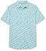 Amazon Essentials Men's Short Sleeve Dress Shirt with Stretch, Charcoal White Vertical Stripe (Available in Big & Tall), Aqua Blue, Medium