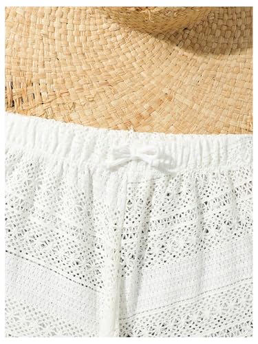 SOLY HUX Girl's Hollow Out Cover Up Shorts Tie Front Elastic Waist Crochet Sheer Beach Swimsuit3