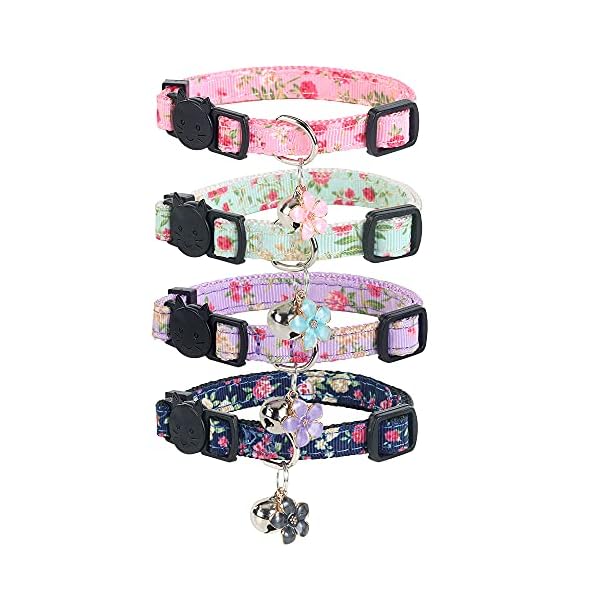 Yizepet breakaway cat collar with bell, 4 pack safety adjustable cat collars set… - image 3