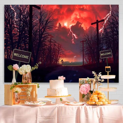 Fondo fotográfico 8x6 ft con diseño Halloween rojo miniatura 4