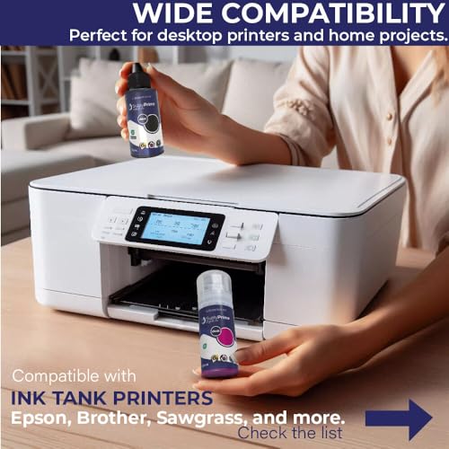 WIPRIME Sublimation Ink Refill - 2-Pack 100ml Black for Printers | Heat Transfer Ink for T-Shirts, Mugs & More