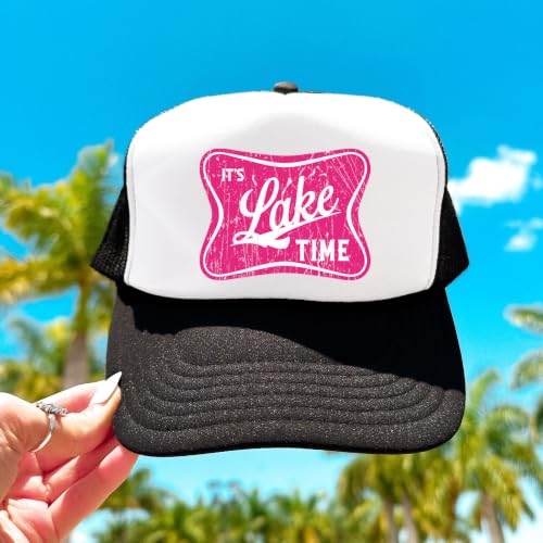 Image of It's Lake Time Summer Classic 5 Panel Foam Front Mesh Snap Back Trucker Hat