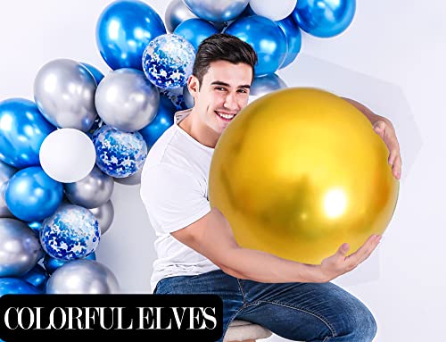 Image of Large Metallic Gold Balloons 36 Inches 4 Pack Giant Jumbo Big Round Chrome Balloon for Wedding Party Decorations