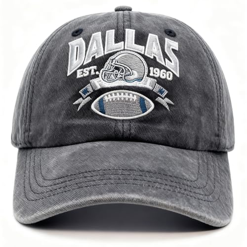 Embroidered City Football Dallas C Hat Vintage Washed Cotton Denim Hat Adjustable Baseball Cap for Men Women