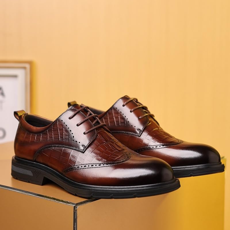 Mens Oxford Dress Shoes Casual Formal Luxury Leather Lace Up Cap Toe Anti Slip Classic Comfortable Party Wedding Business Shoes2