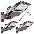 LEDMO LED Parking Lot Light Dusk to Dawn Outdoor Lighting with Adjustable Arm Mount 19500lm Waterproof Wall Light Fixtures 150W Flood Security Lights for Garage Yard Shop Warehouse Barn(3 Pack)