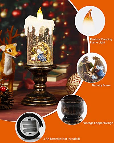 10" Christmas Snow Globe Candles Lantern, Battery Operated Glittering Lighted Flameless Candle, 3 Aa Battery-Powered Christmas Decoration Suitable For Loved Ones, Friends And Children #TOP2