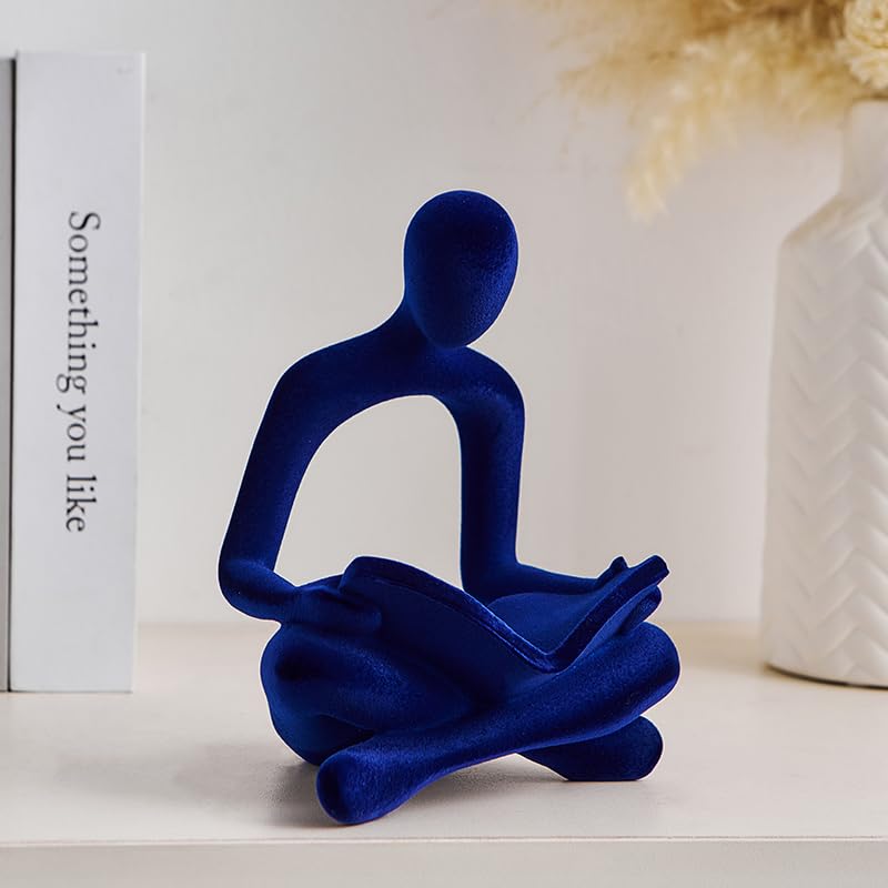 Figura Decorativa Abstracta de Lectura en Resina Azul miniatura 3