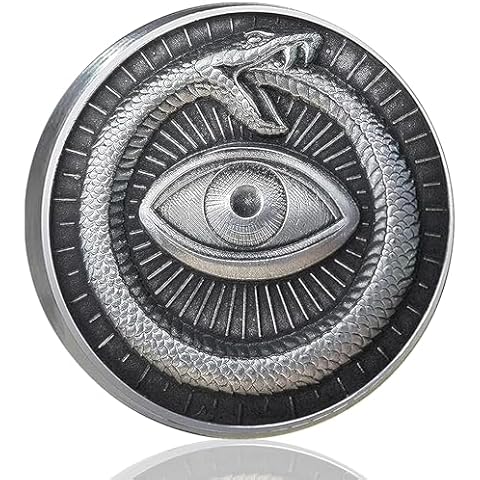LZWIN High Embossed Sun Moon All-Seeing Eye and Ouroboros Challenge Coin Symbols of Enlightenment and Eternity Bringing You Mysterious Power Cover