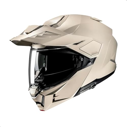 HJC i80 - Casco modular sólido de motocicleta con escudo HJ-44 con bloqueo de pasador, aprobado por DOT (Semi Flat Sand Beige, L)