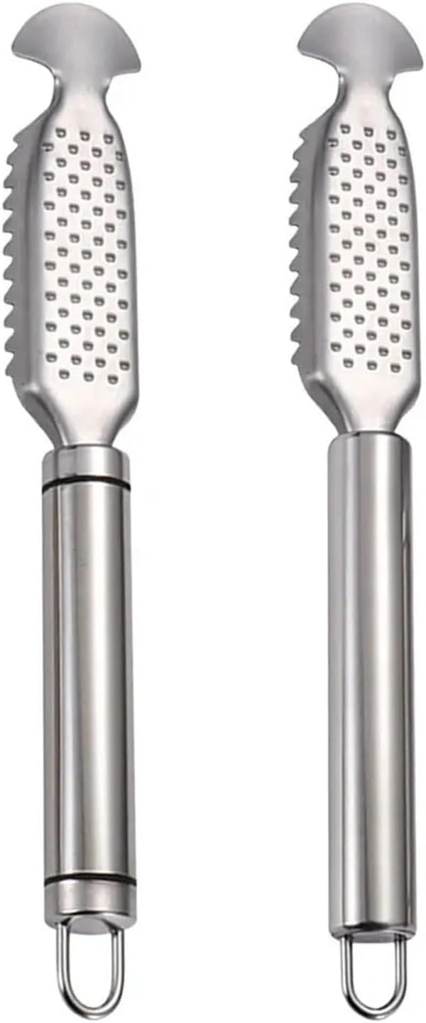 2pcs Scaler Stainless Steel Double Row Teeth Kitchen Gadgets For Scale Removal Portable Fish Cleaning Tool