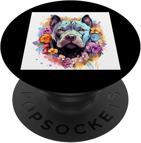 Colorido American Bully Acuarela Arte Mascota Perro Mamá PopSockets Estándar PopGrip