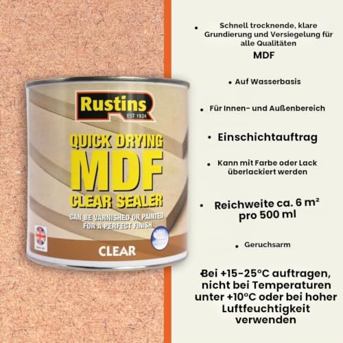 Rustins MDF-Versiegelung, schnell trocknend, Profi-Dichtstoff für schnelle Ergebnisse, 250 ml – Ansicht 3