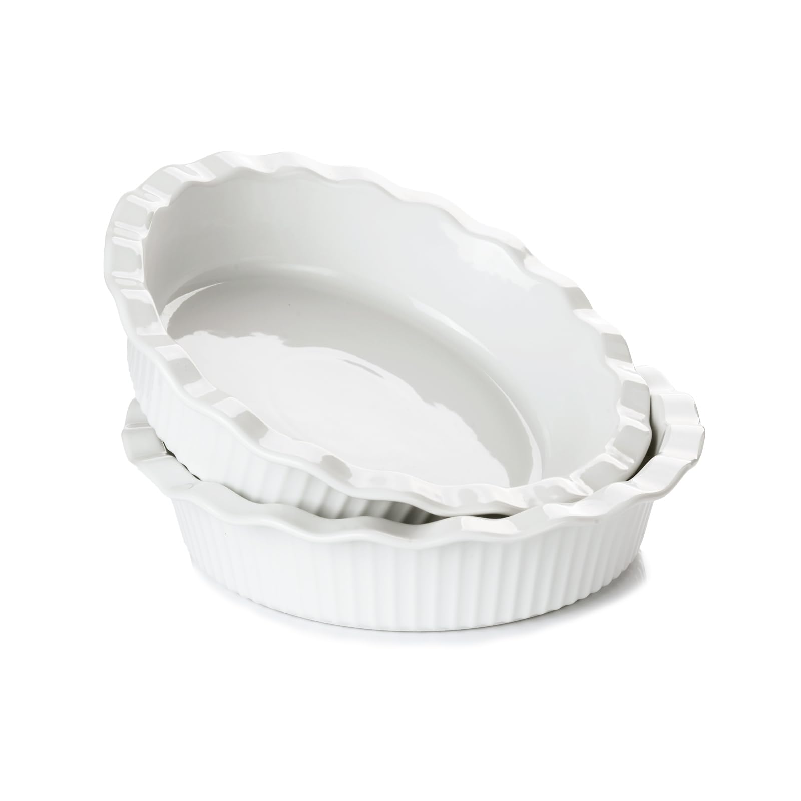 Miicol Plat à Tarte Céramique 23 cm, Moule à Quiche Profond Blanc 2 pièces