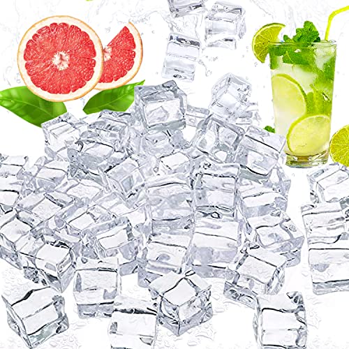 Haawooky 100 Pcs 0.78Inch/20MM Fake Ice Cubes,Plastic Fake Ice Cubes,Acrylic Decorative Ice Cubes for Home Decoration,Photography,Wedding Centerpiece Vase Fillers