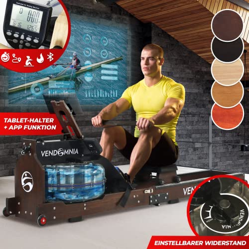 Wasser Rudergerät für Zuhause, Water Tank Fitnessgerät, Rower klappbar aus Massivholz mit LCD Display & Tablet Halterung… – Bild 3