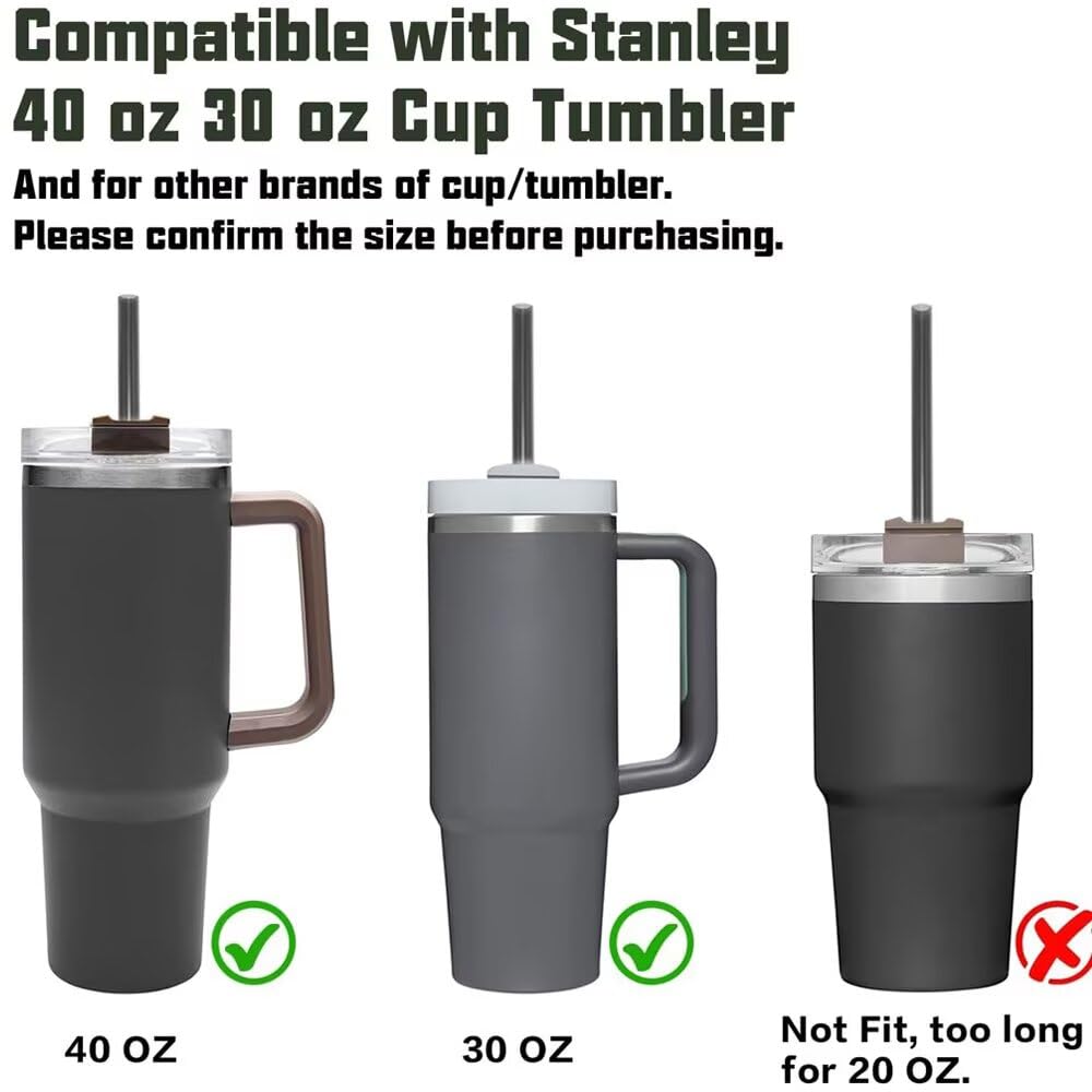 6 pajitas para Stanley Cup, accesorios Stanley, juego de pajitas de colores reutilizables, pajita de Tritan, adecuada para Stanley Cup 40/30 oz, con 1 cepillo de limpieza, sin BPA (30,5 cm x 1 cm)