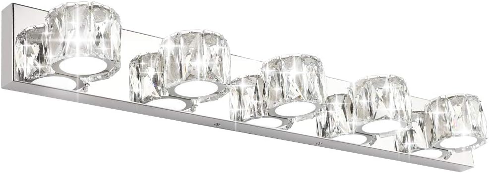 50% Off Discount Aipsun 5 Lights Crystal Vanity Lights Modern LED Vanity Lights for Bathroom Vanity Lighting Fixtures Modern Bathroom Wall Light 🔥 Crazy Deals Aipsun 5 Lights Crystal Vanity Lights Modern LED Vanity Lights for Bathroom Vanity Lighting Fixtures Modern Bathroom Wall Light