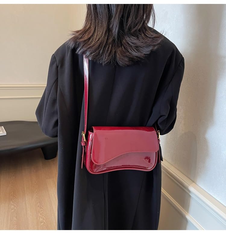 Image of Shoulder Bags for Women Y2K Purse Trendy Cherry Hobo Handbags Vegan Leather Clutch Saddle Bag with 2 Removable Strap