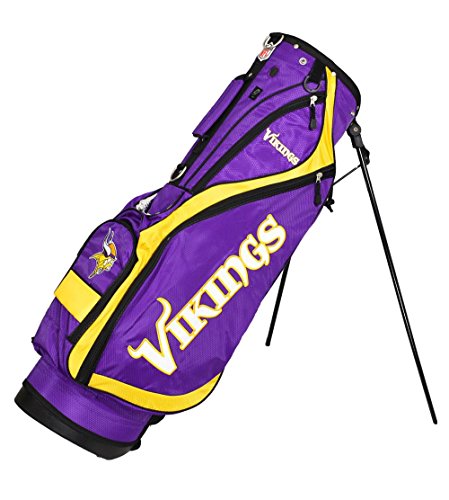 Team Golf NFL Minnesota Vikings Fairway Golf Stand Bag, Lightweight, 14-way Top, Spring Action Stand, Insulated Cooler Pocket, Padded Strap, Umbrella Holder & Removable Rain Hood